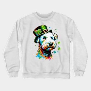 Bedlington Terrier Celebrates Saint Patrick's Day Crewneck Sweatshirt